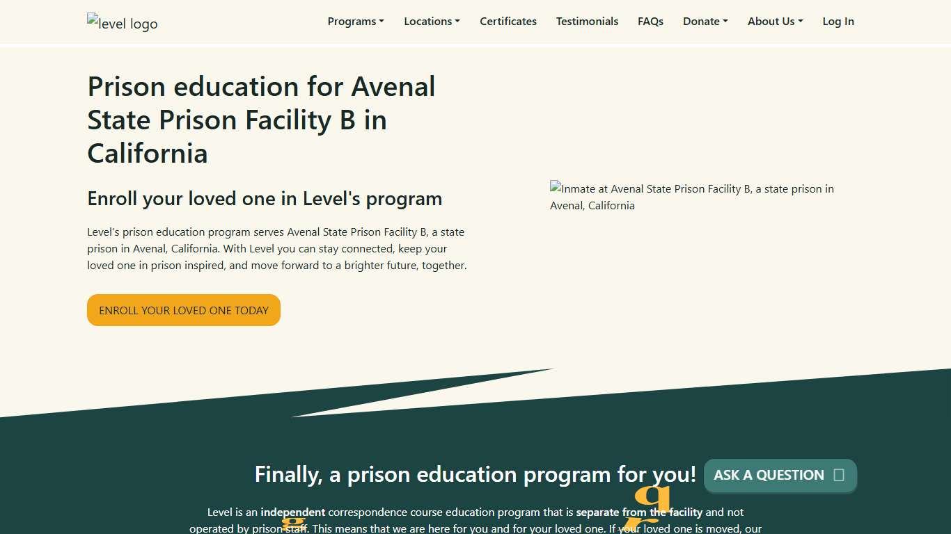 Prison Education For Avenal State Prison Facility B - Level